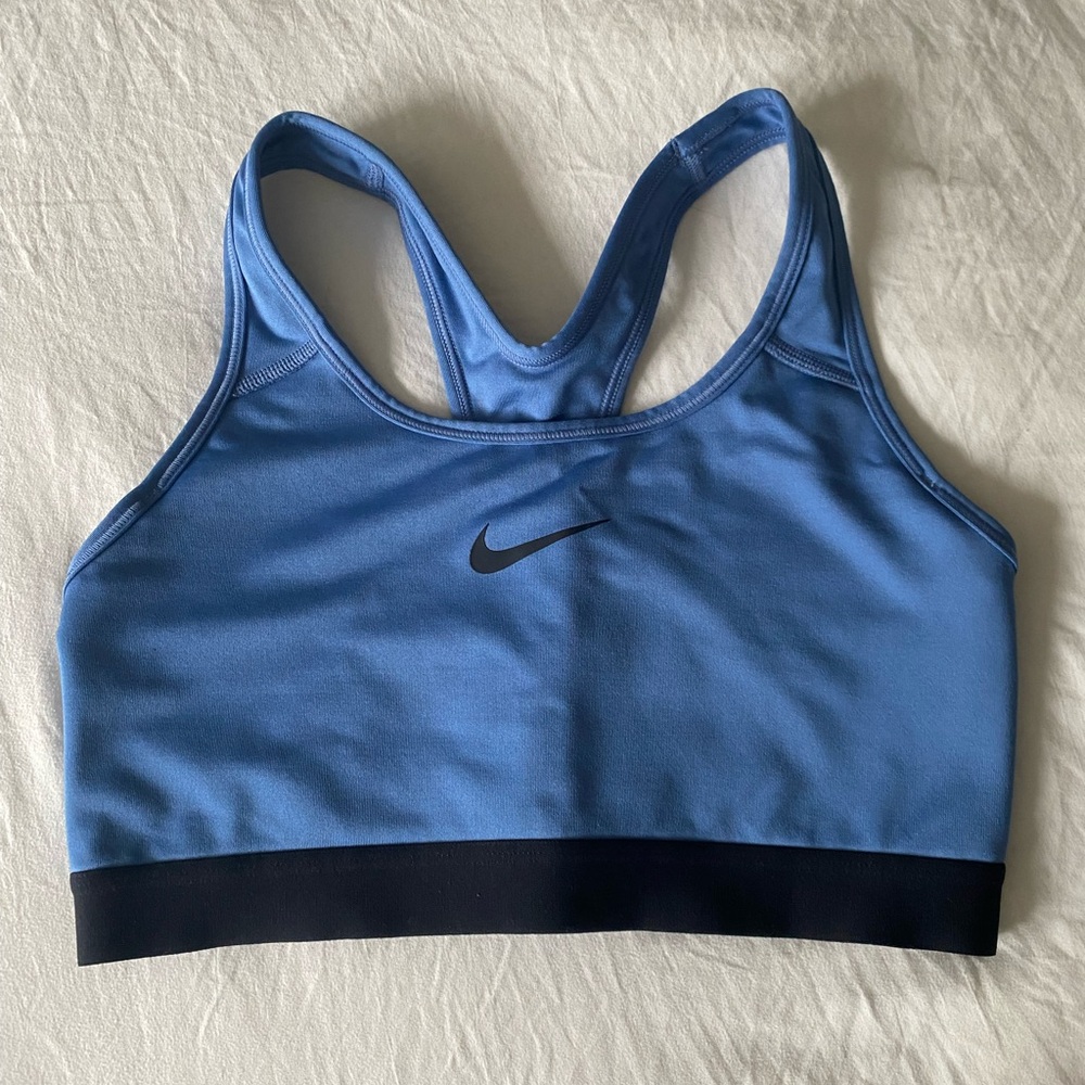 Nike Blue and Black Sports Bras Moisture-Wicking Racerback